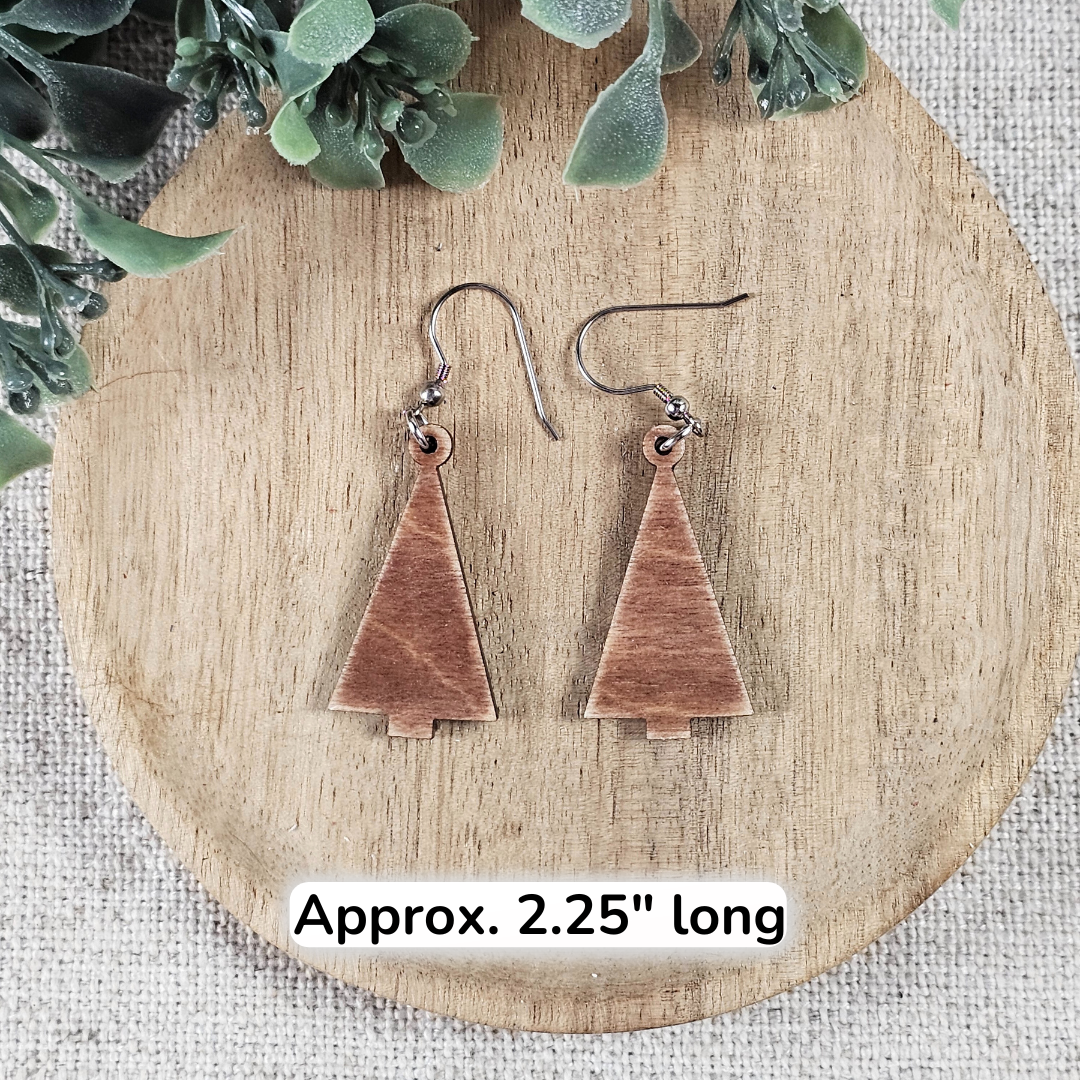 Distressed Wood Tree Earrings