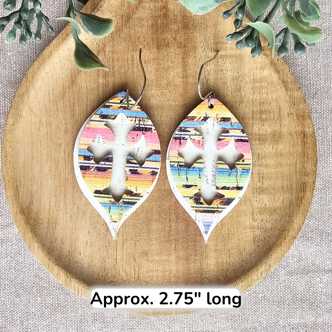 Colorful Stripes Cross Earrings