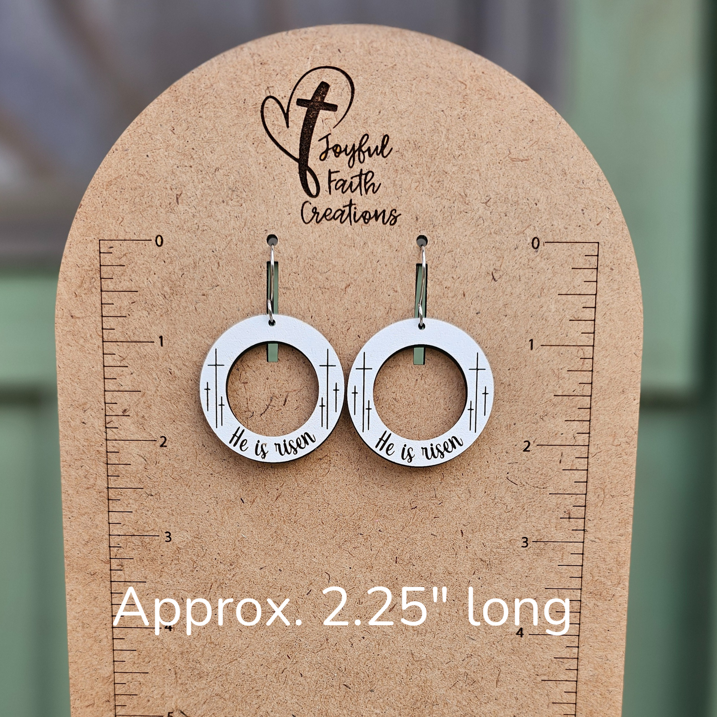 He is Risen White Wood Earrings