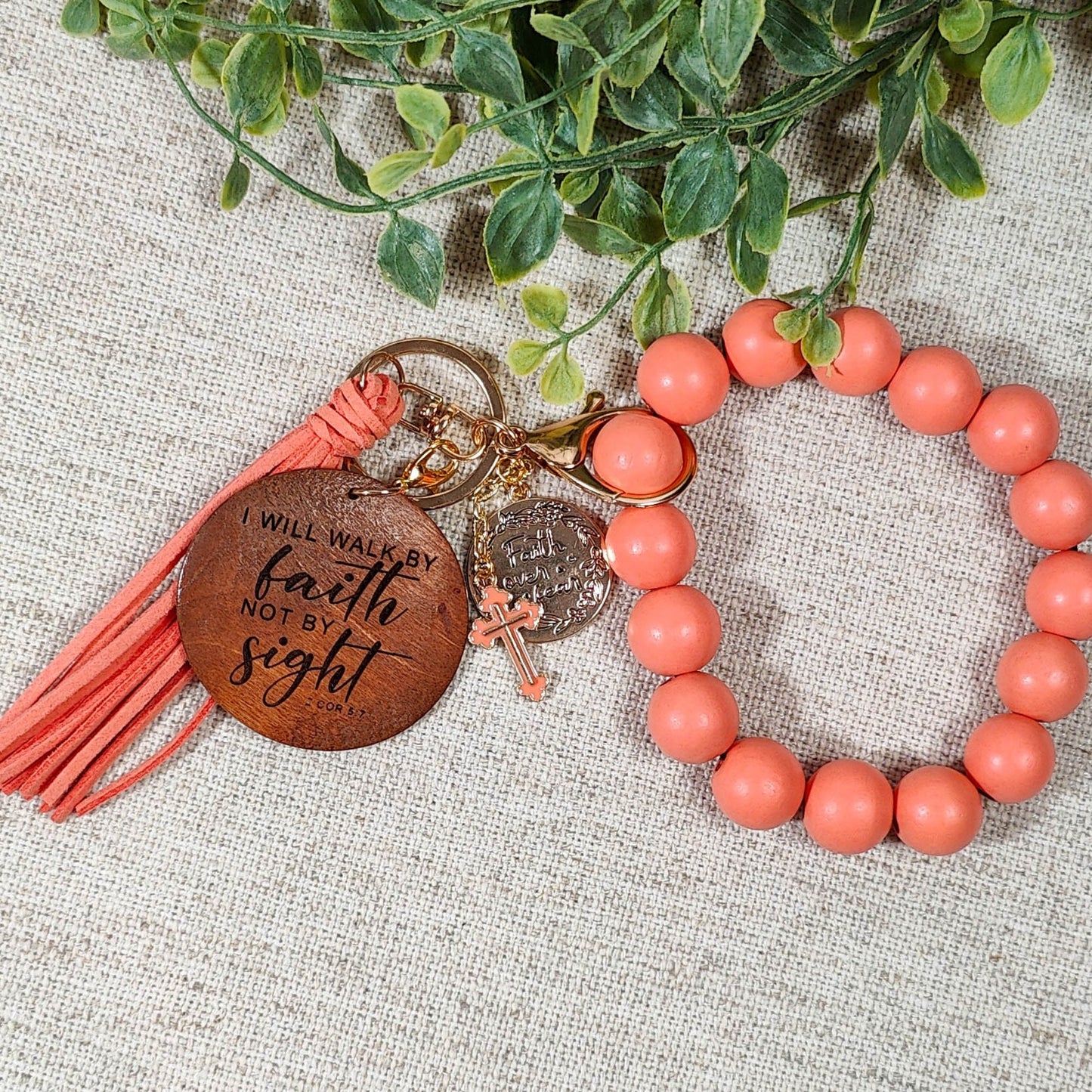 walk by faith not by sight wristlet, faith keychain, Christmas gift for sister, baptism gift for teenage girl, stocking stuffer for mom