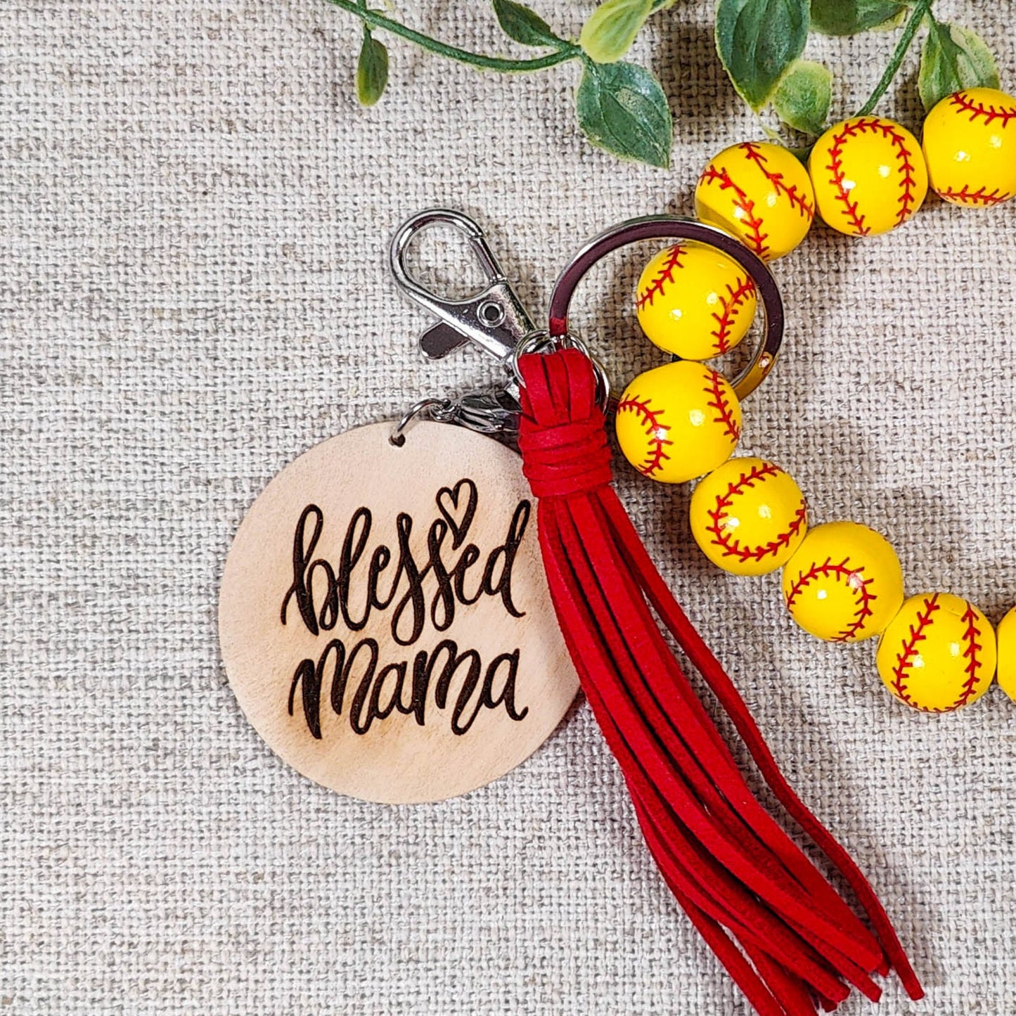 Blessed mama keychain, softball mom keychain, Christmas gift for mom from daughter, stocking stuffers for her, softball gifts, birthday gift
