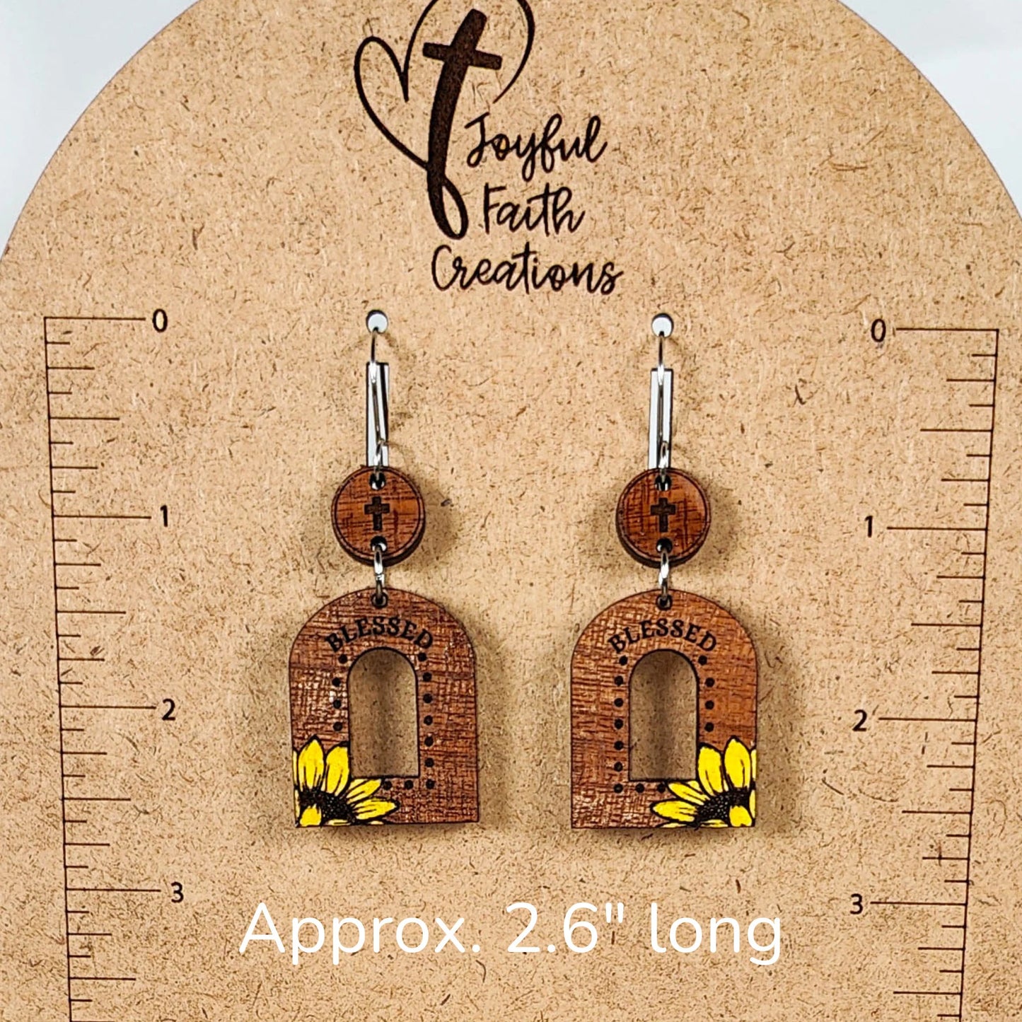 Blessed Sunflower Wood Earrings