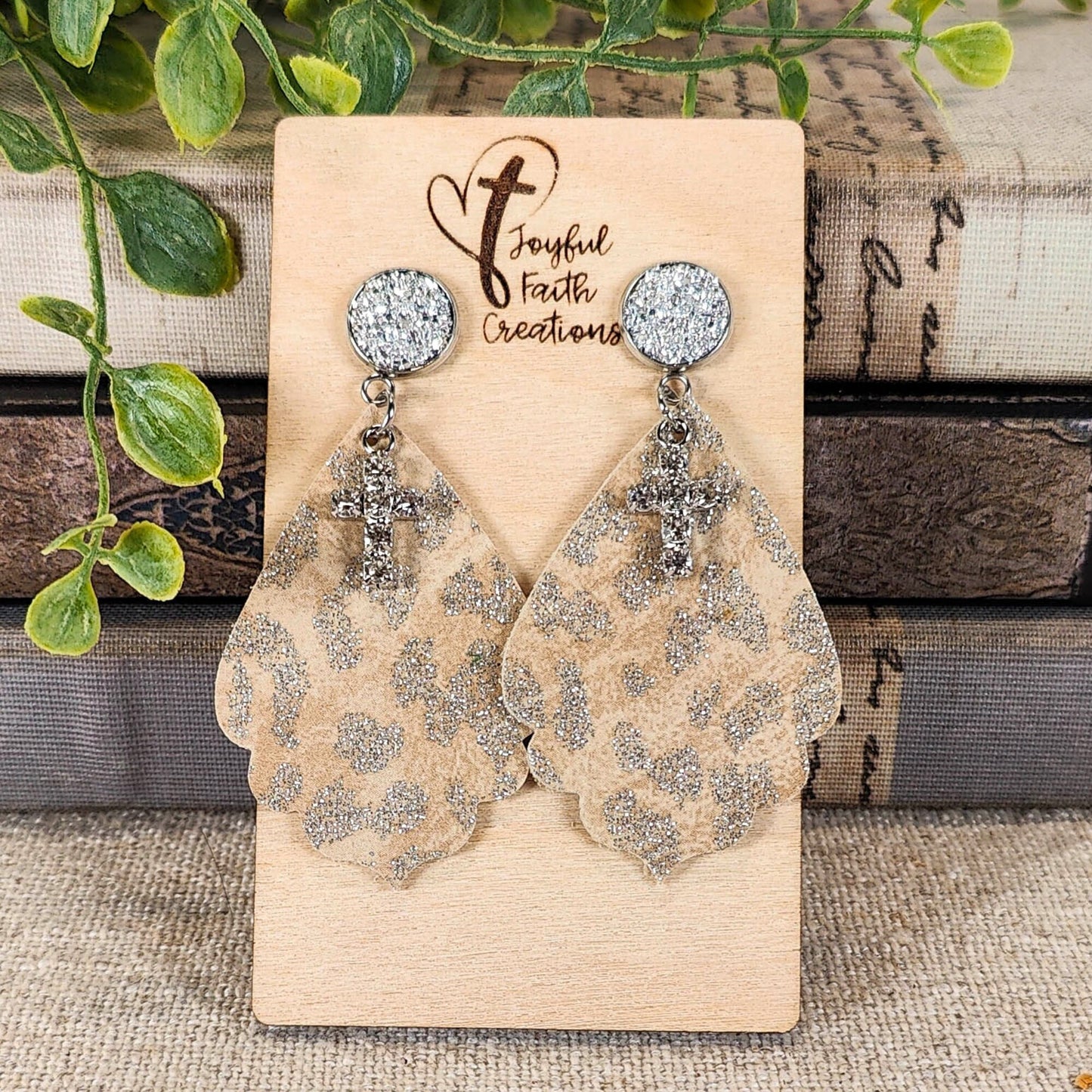holiday party earrings, rhinestone cross earrings, Christian gifts for women faith, unique Christmas gift for wife, for mom, stud earrings
