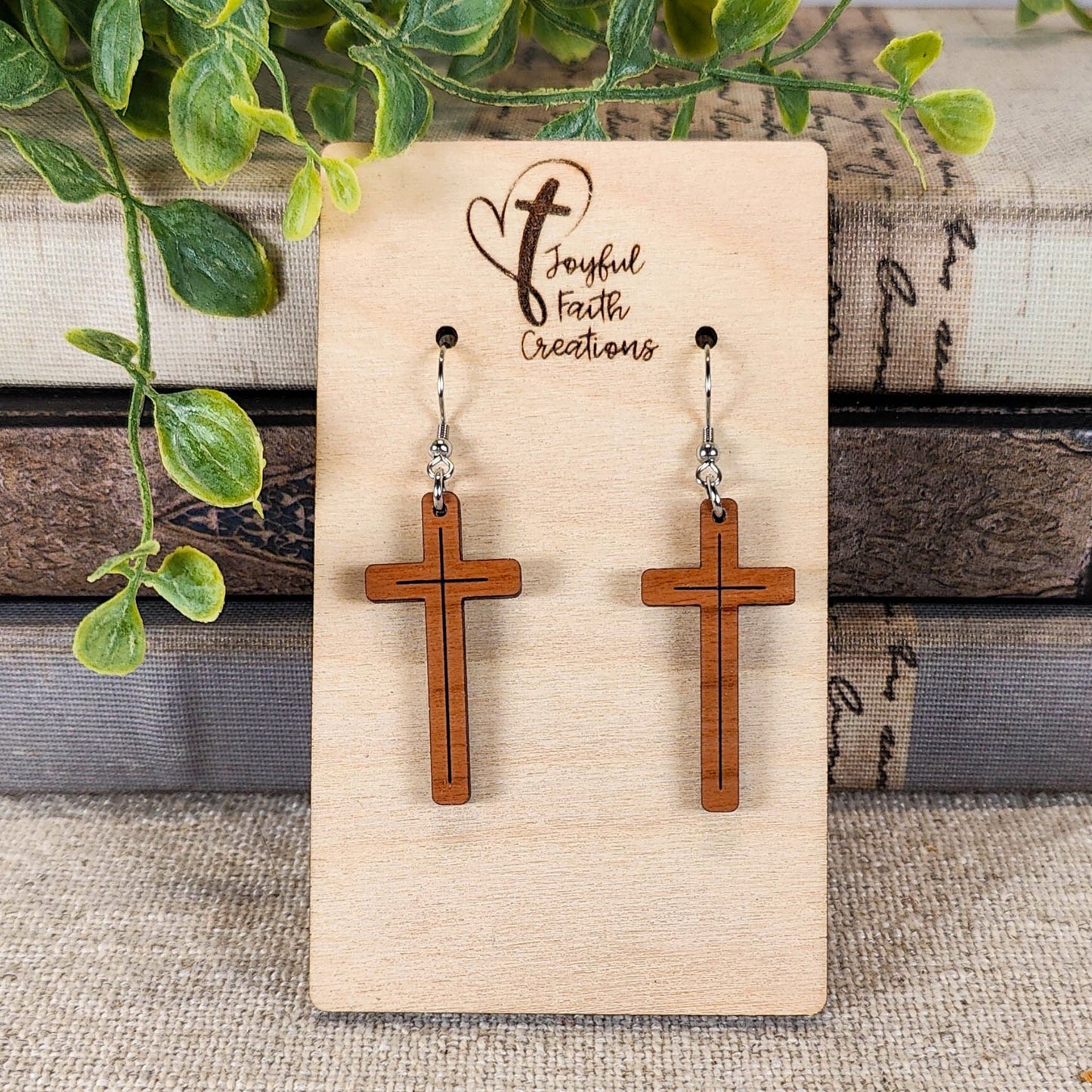 wood cross earrings dangle, Easter earrings for women, religious gifts for her, Easter gifts for teens, for daughter, faith earrings