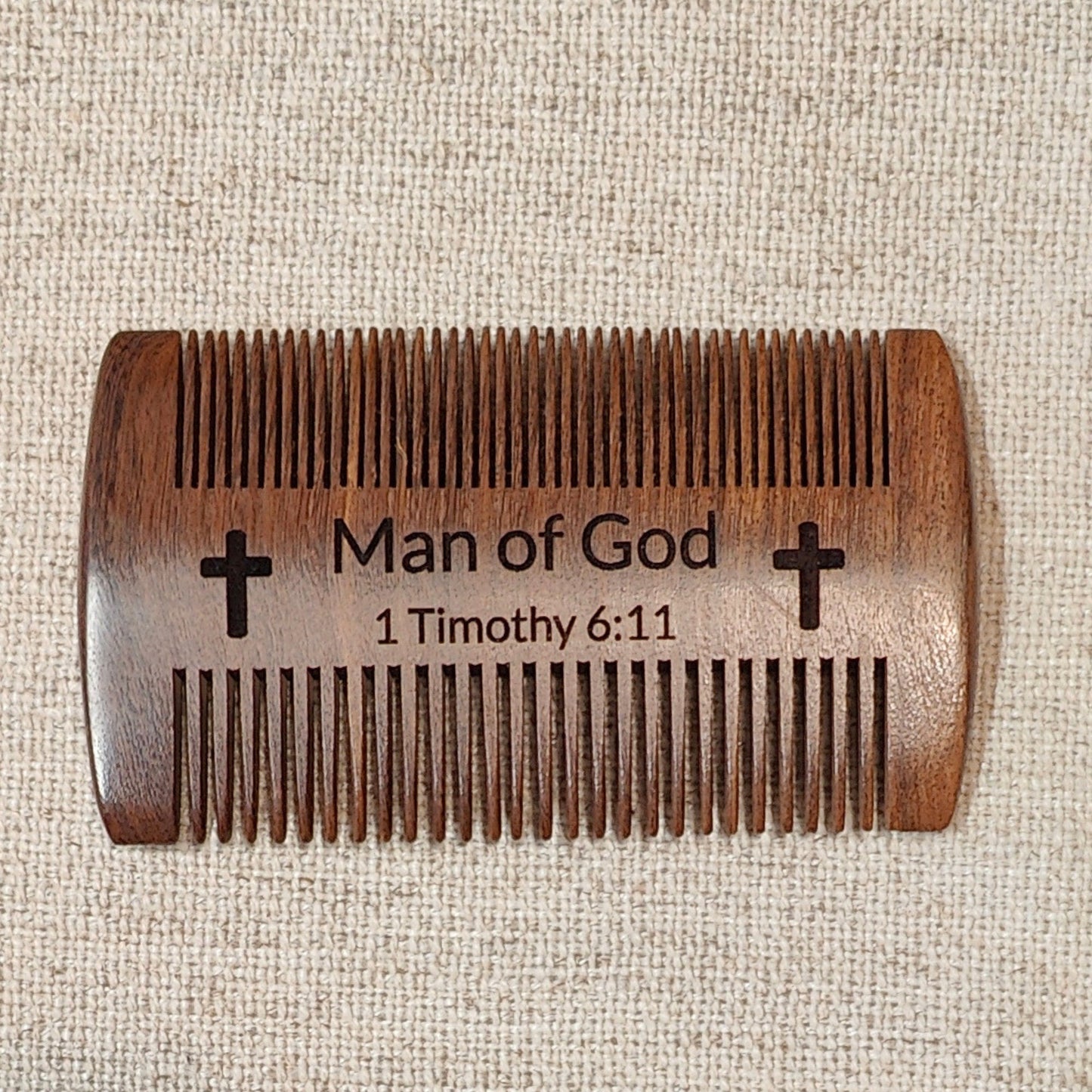 1 Timothy 6:11 Man of God Dark Wood Beard Comb