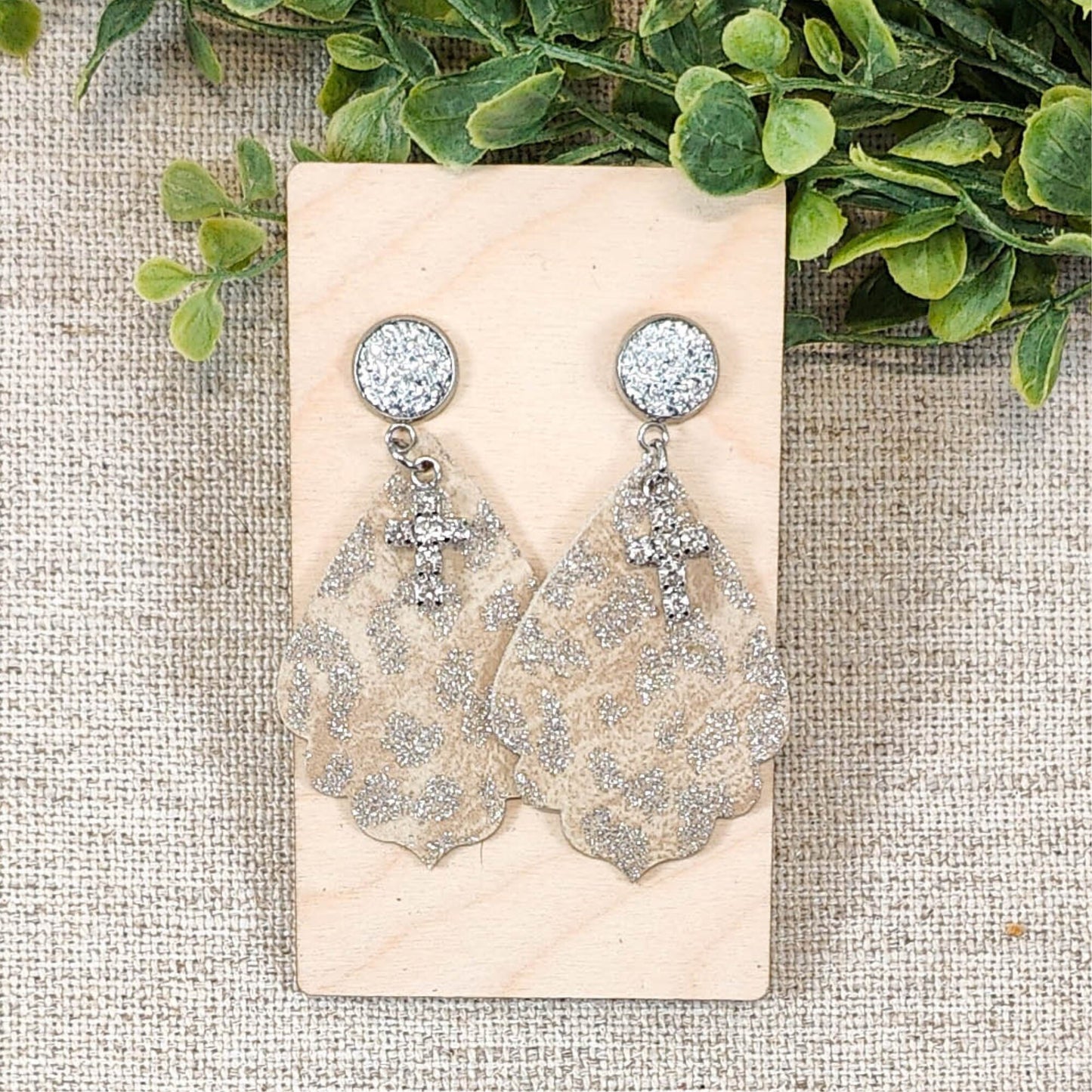holiday party earrings, rhinestone cross earrings, Christian gifts for women faith, unique Christmas gift for wife, for mom, stud earrings