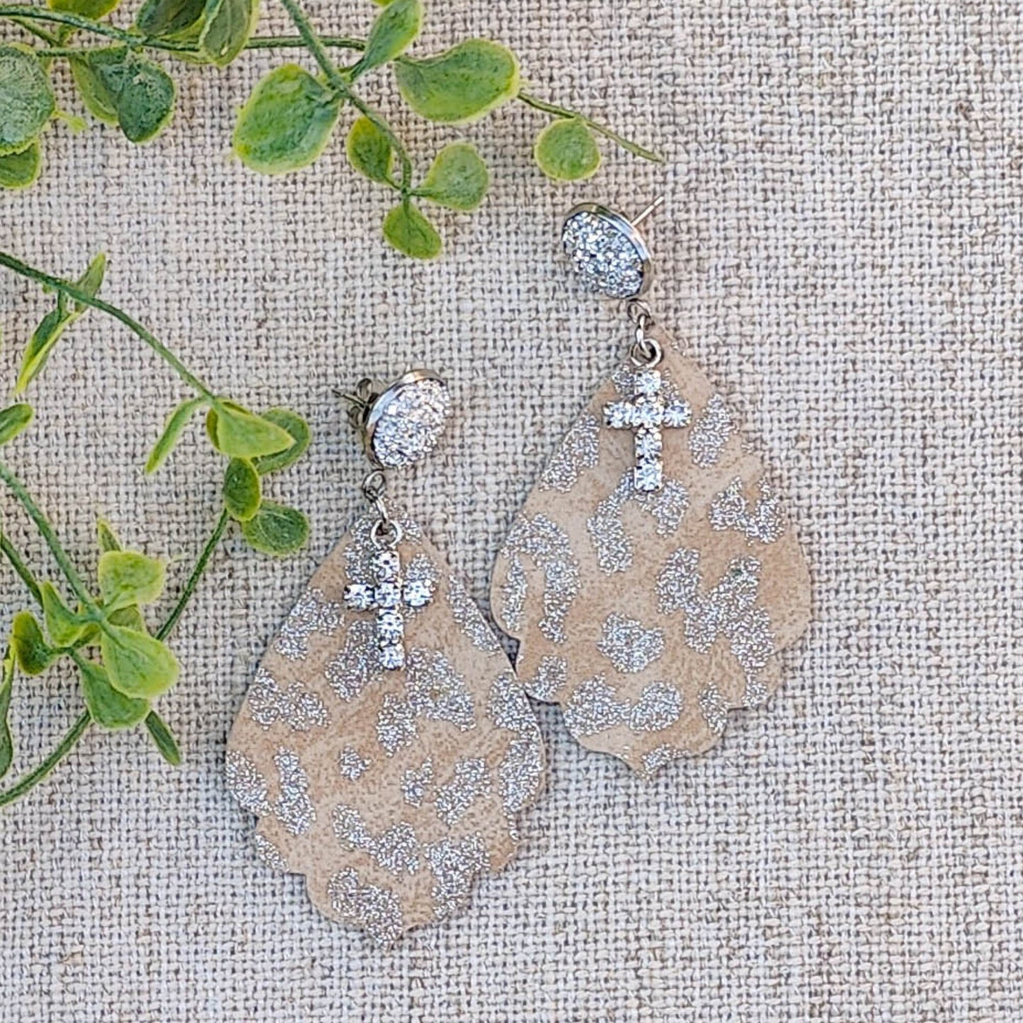 holiday party earrings, rhinestone cross earrings, Christian gifts for women faith, unique Christmas gift for wife, for mom, stud earrings