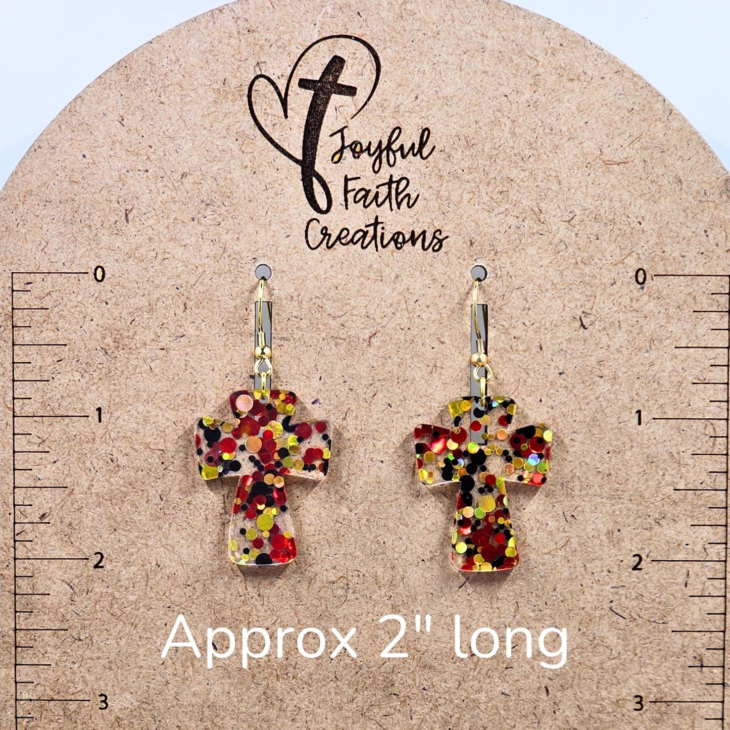 KC Glitter Acrylic Cross Earrings