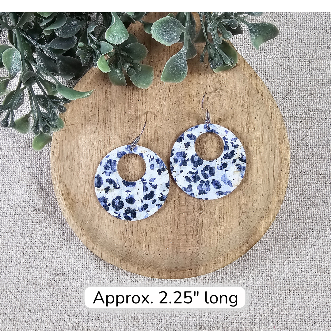 Mini Hole-in-One Blue Leopard Earrings