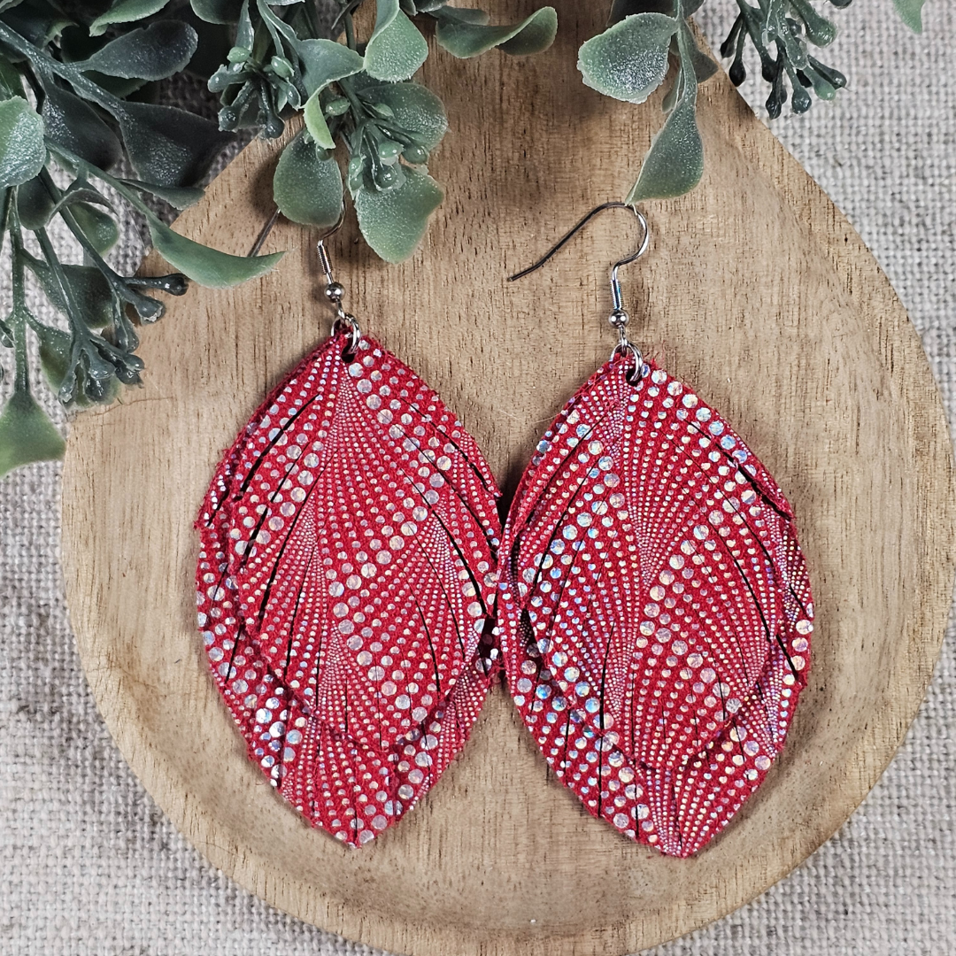 Red and Silver Fringed Feathers