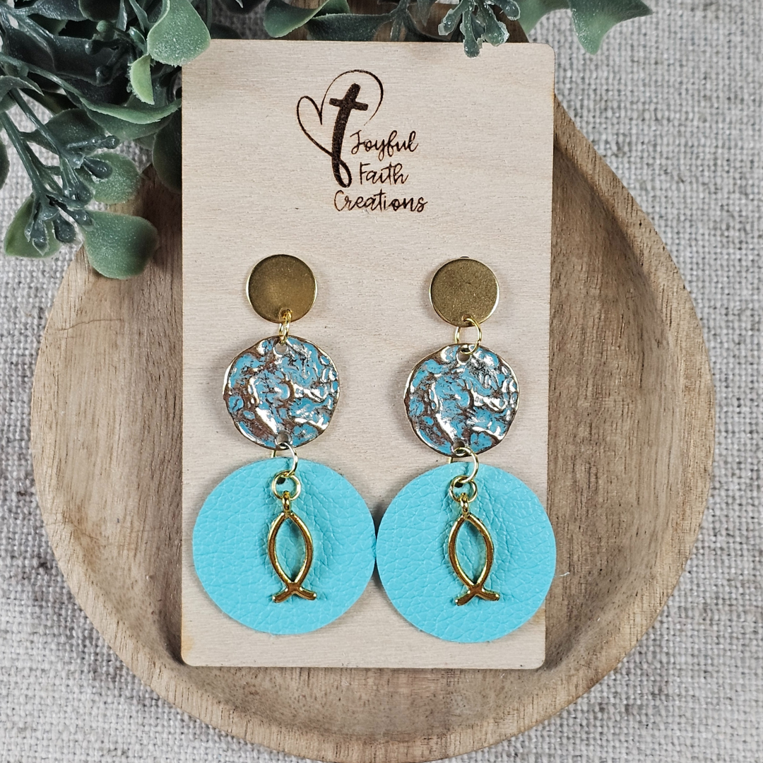 Turquoise and Gold Faith Stud Earrings