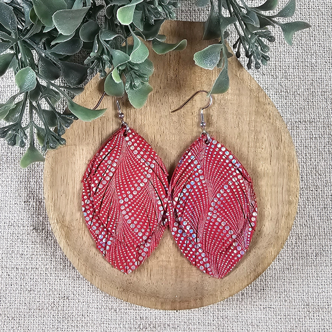 Red and Silver Fringed Feathers