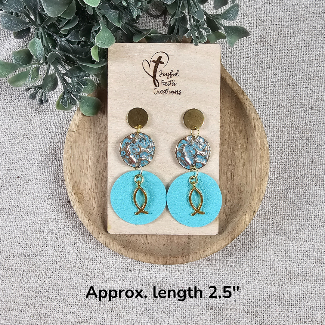 Turquoise and Gold Faith Stud Earrings