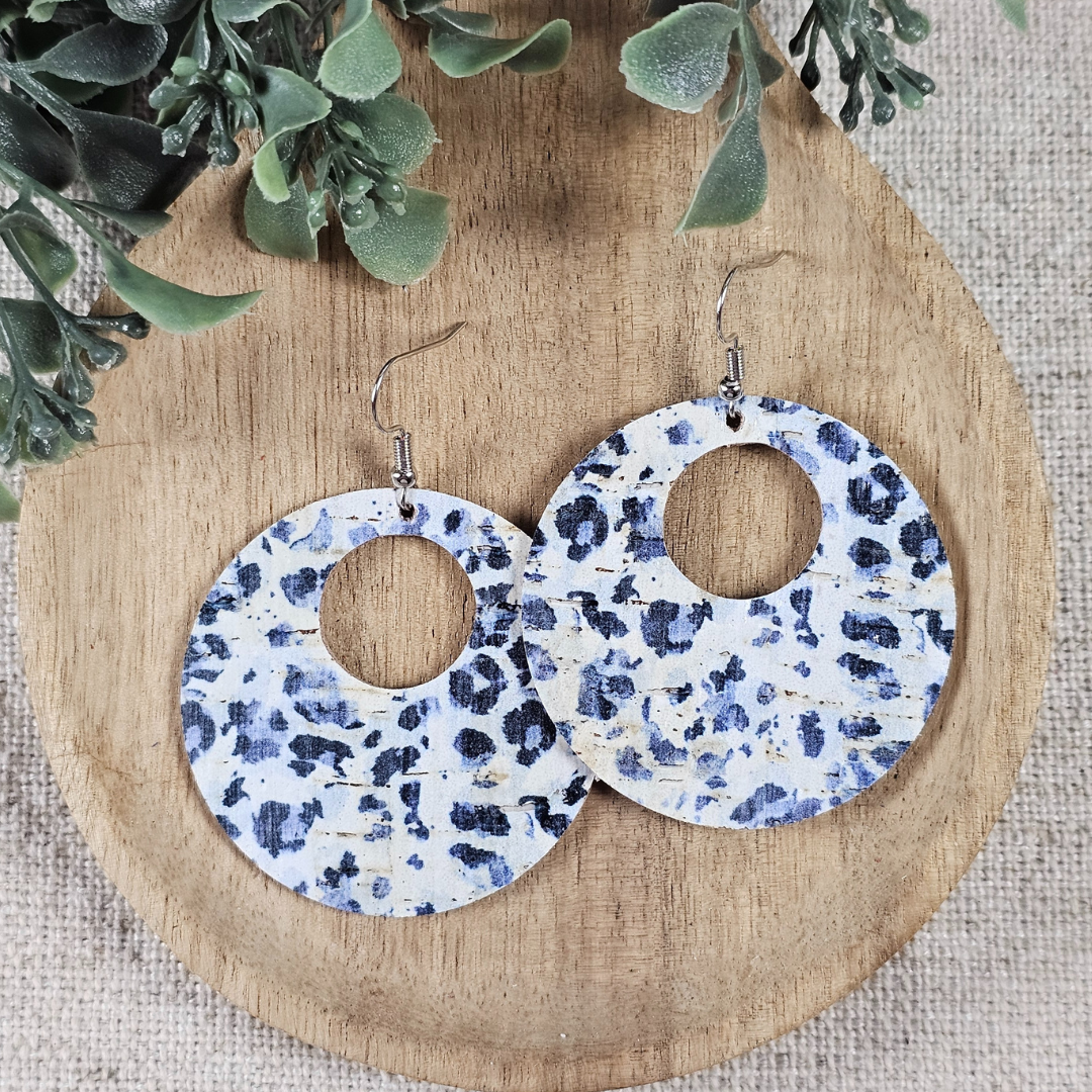 Blue Leopard Hole-in-One Earrings