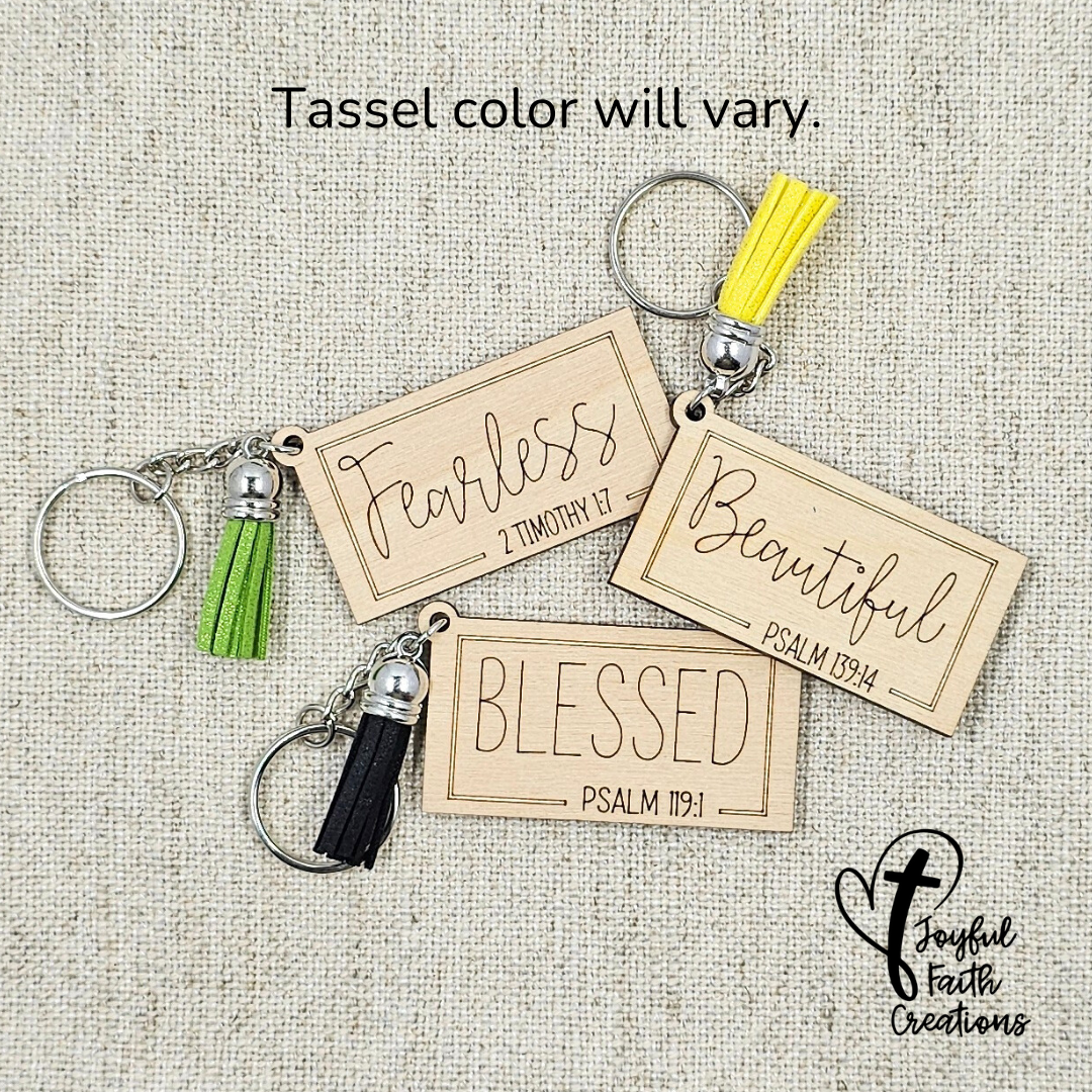 God's Promises Keychains-Silver Hardware-Tassels May Vary