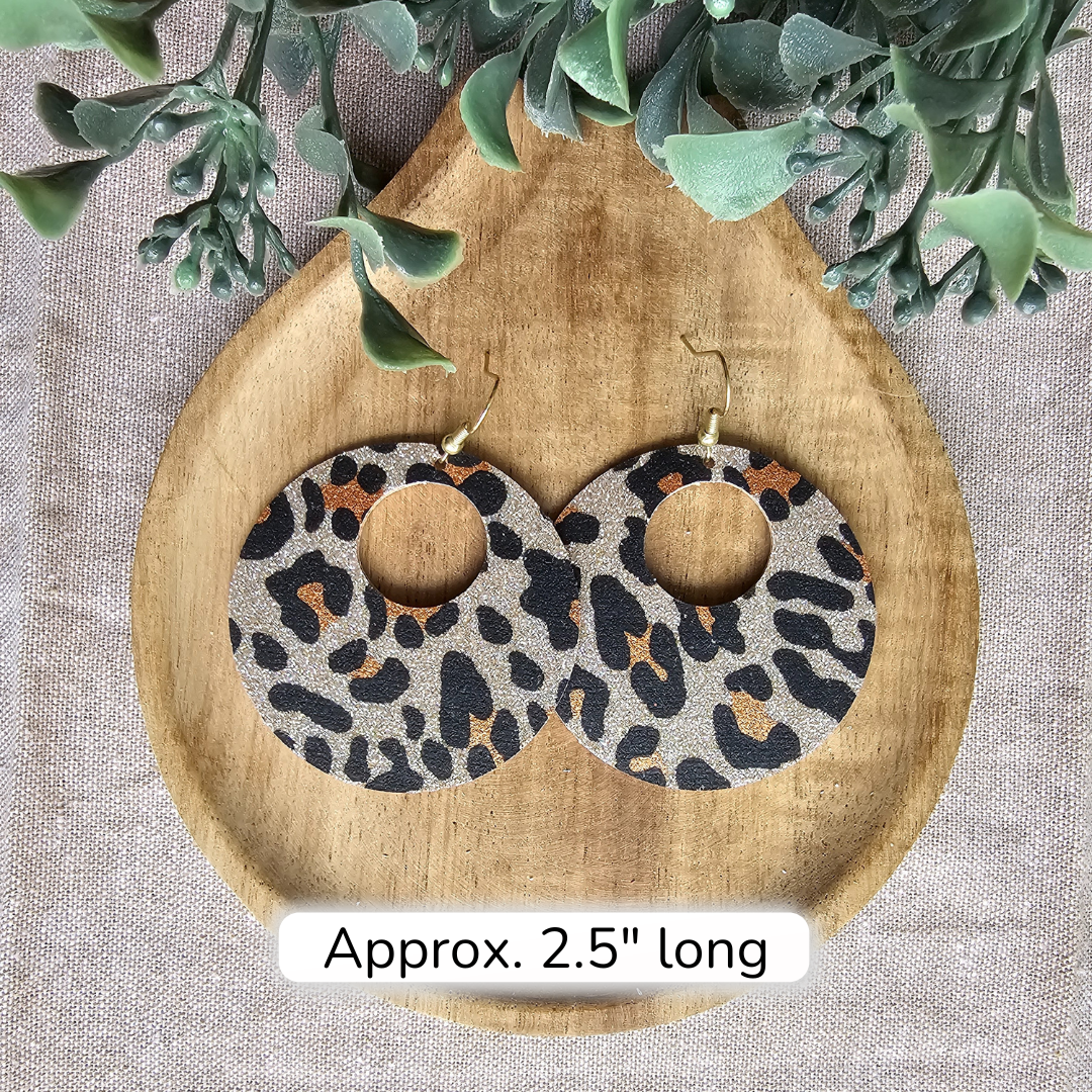 Gold Glitter Leopard Print Hole-in-One Earrings