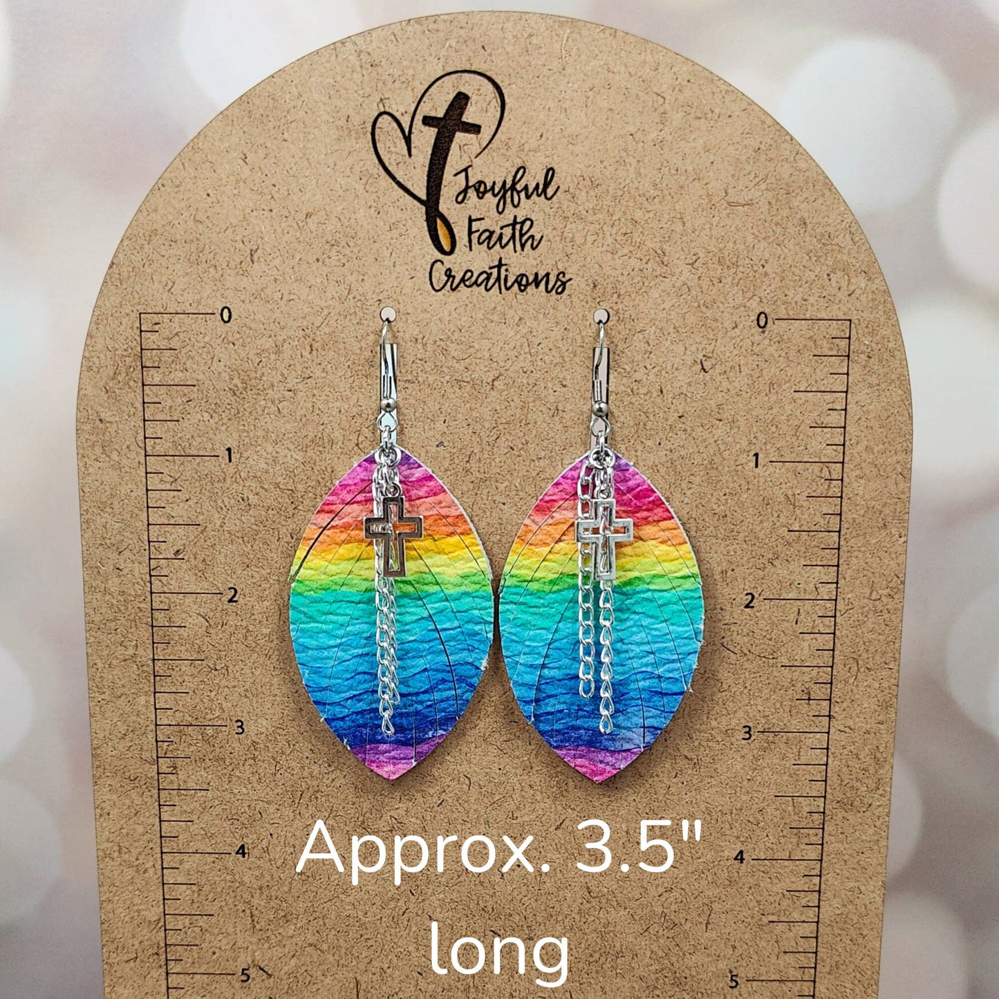 Rainbow Fringe Earrings with Silver Cross