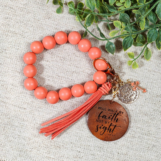 walk by faith not by sight wristlet, faith keychain, Christmas gift for sister, baptism gift for teenage girl, stocking stuffer for mom