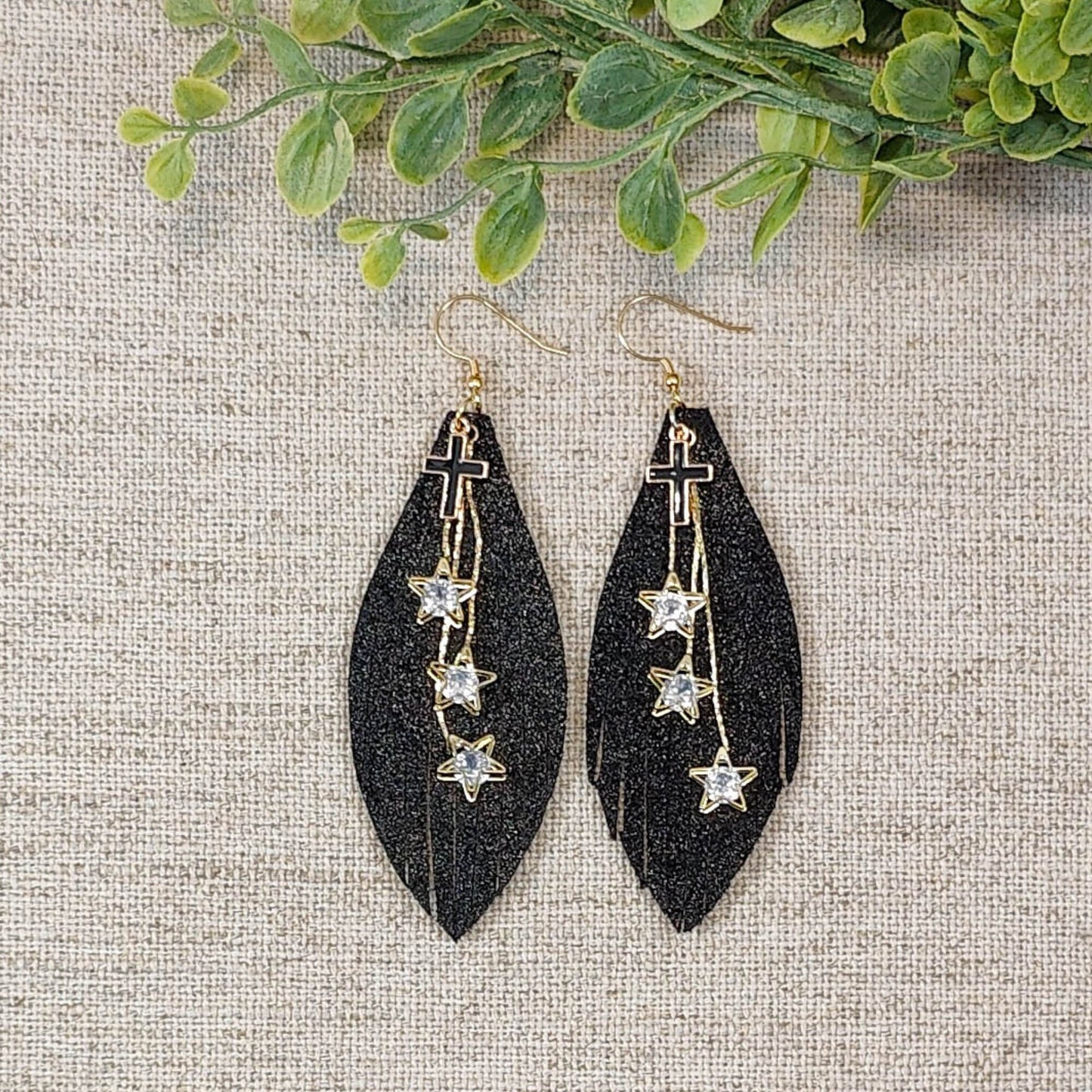 Star and Cross Fringe Earrings