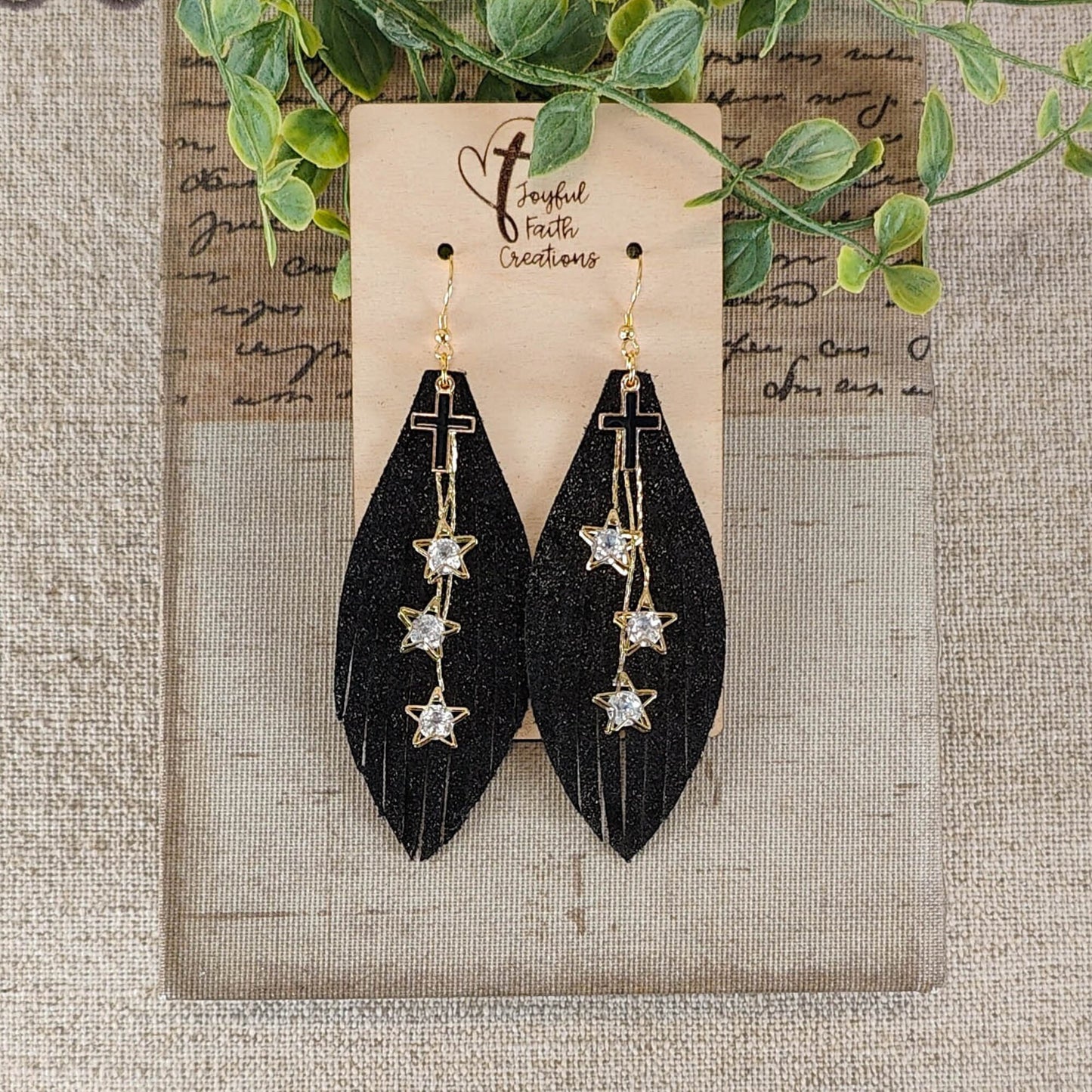 Star and Cross Fringe Earrings