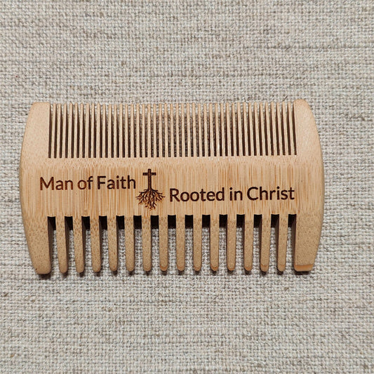 Man of Faith, Rooted In Christ Wood Beard Comb