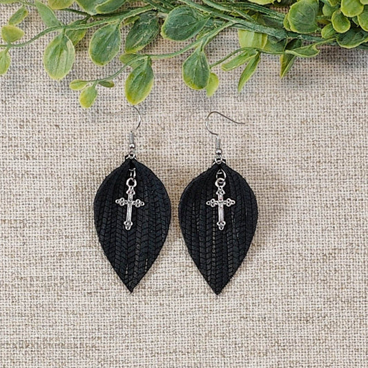 black cross earrings, Christmas gifts for mom, stocking stuffers for teens, gift exchange gifts for women, for bestfriend, for sister,
