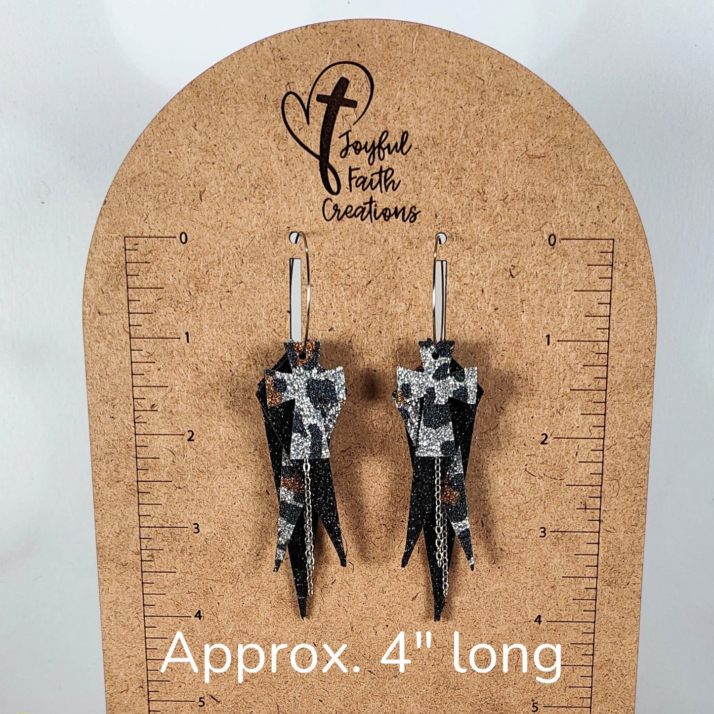 Silver and Black Cross Feather Earrings