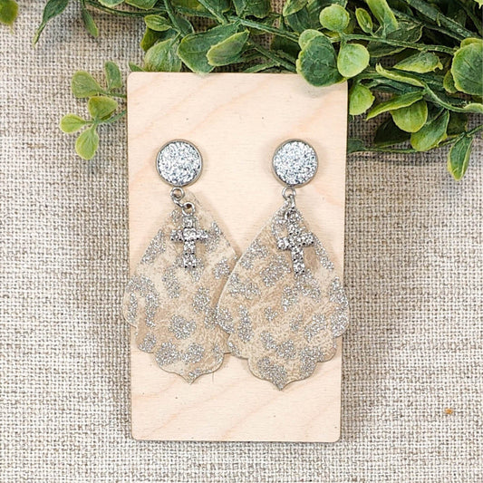 holiday party earrings, rhinestone cross earrings, Christian gifts for women faith, unique Christmas gift for wife, for mom, stud earrings