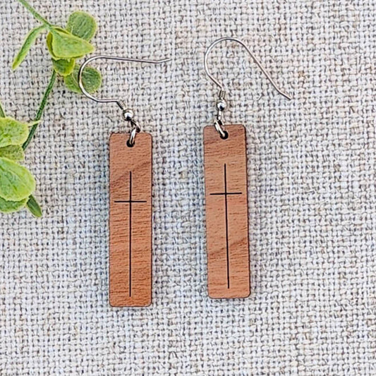 wood cross earrings, Christian gifts for women, Easter earrings, birthday gift for sister, for daughter, faith earrings, for teen, for wife