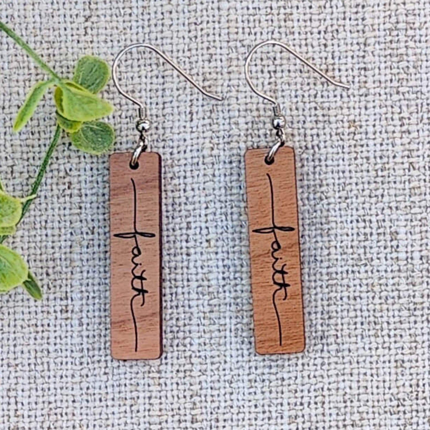 Petite Faith Bar Wood Earrings