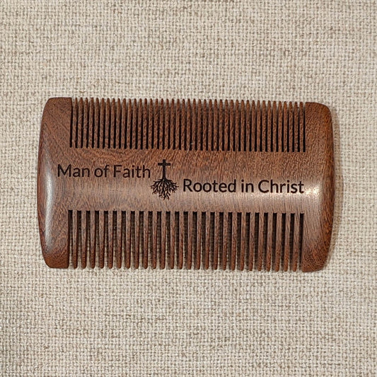 beard comb wood, man of faith, rooted in Christ, Christian gifts for men, Fathers day gift from kids, from wife, for dad, for grandpa