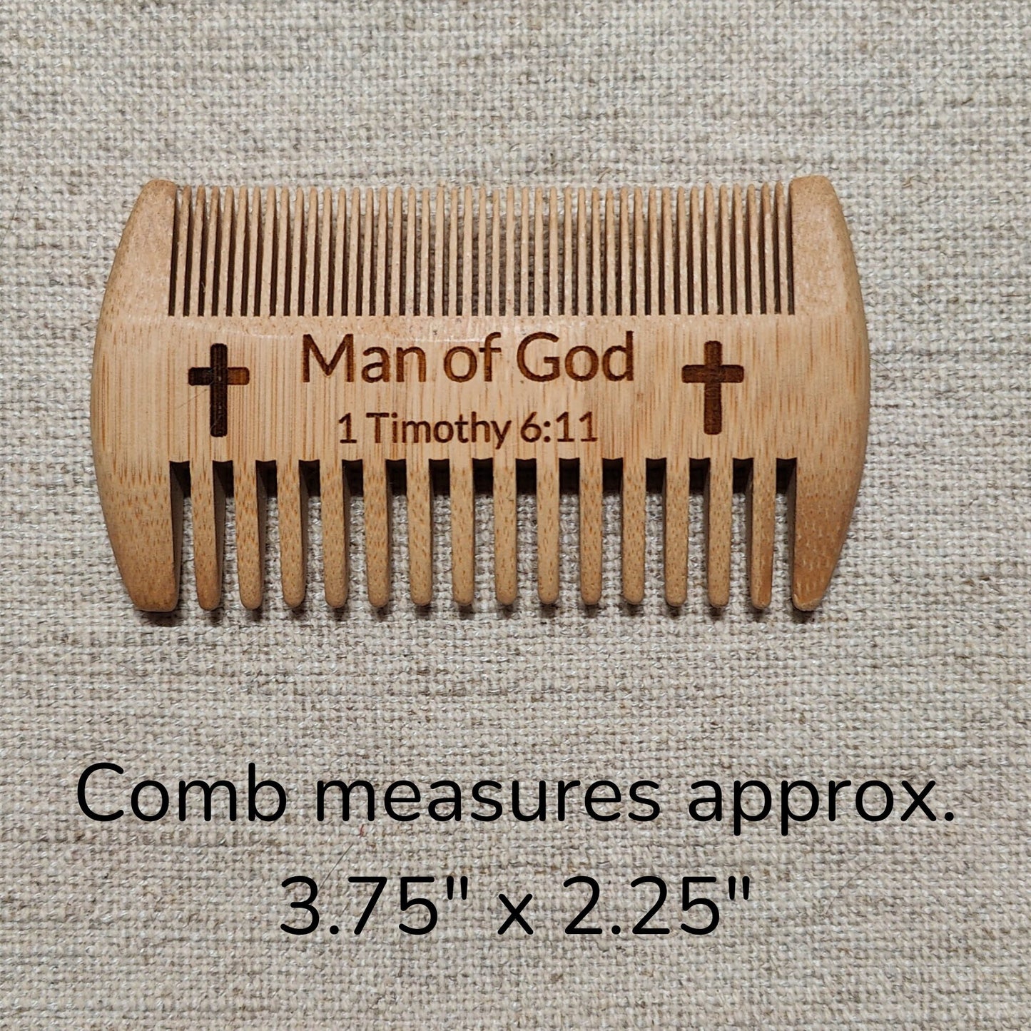 1 Timothy 6:11 Man of God, Natural Wood Beard Comb