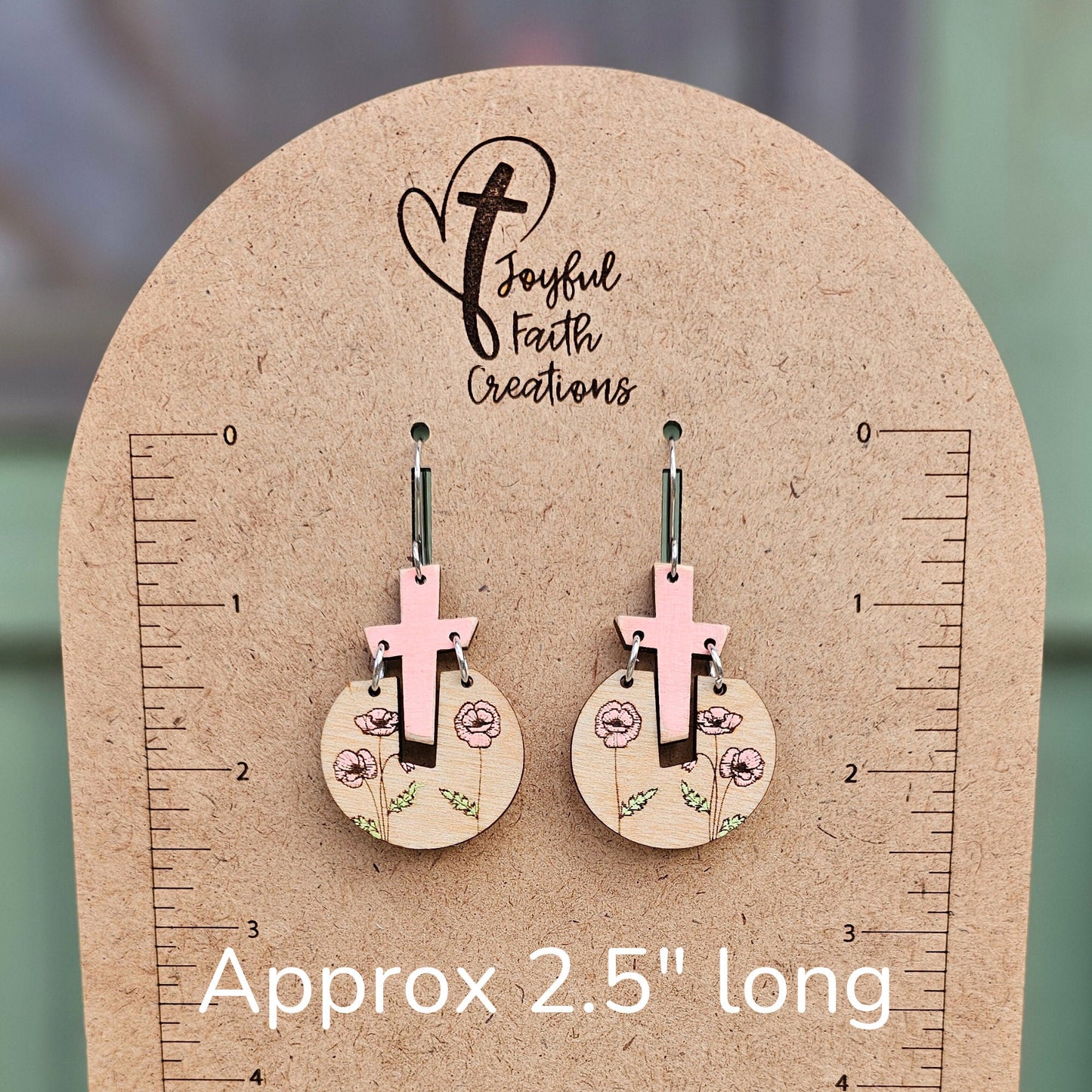 pink cross earrings wood, Christian gifts for women faith, Easter earrings, birthday gifts for sister, for best friend, baptism gift for her