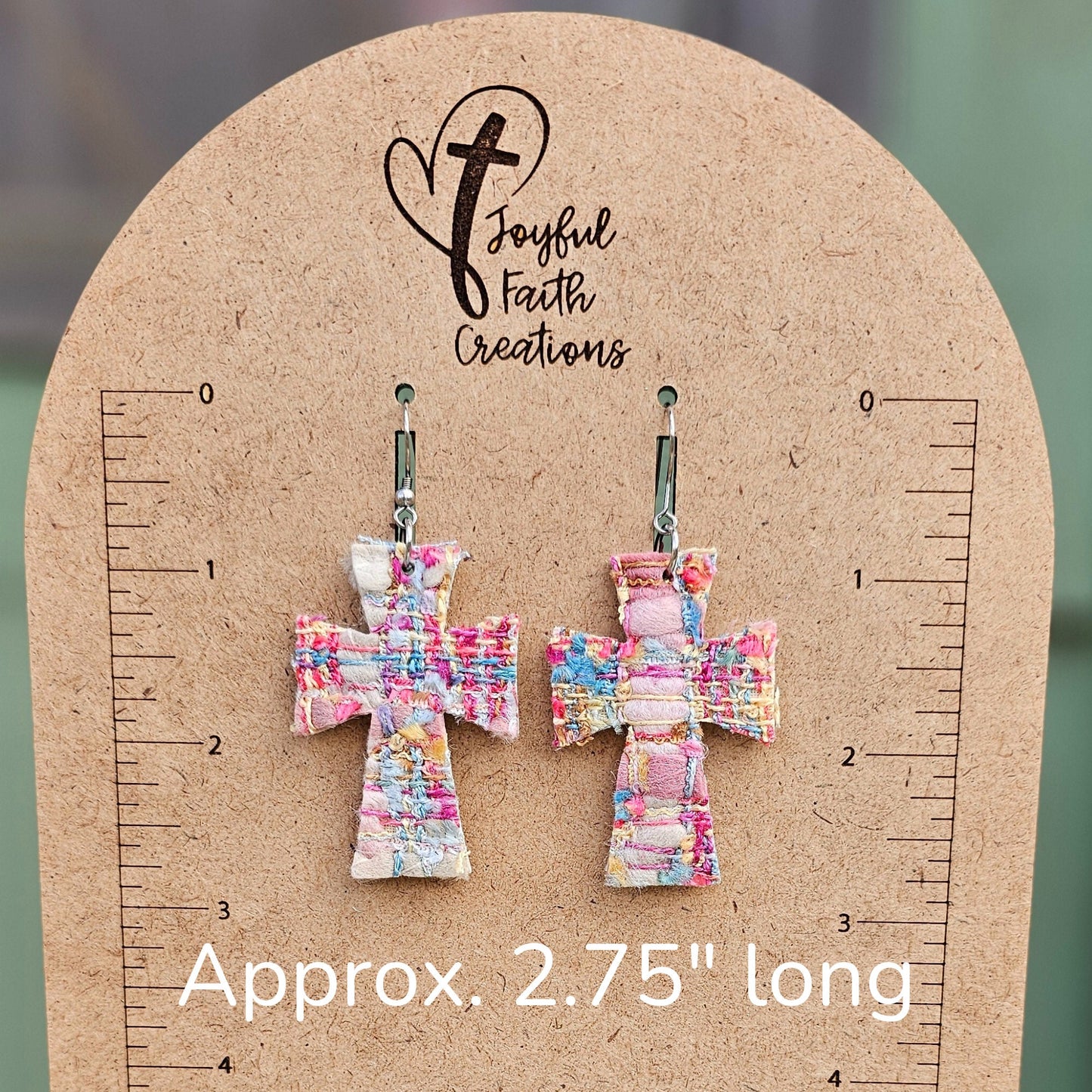 Colorful Tweed Cross Earrings