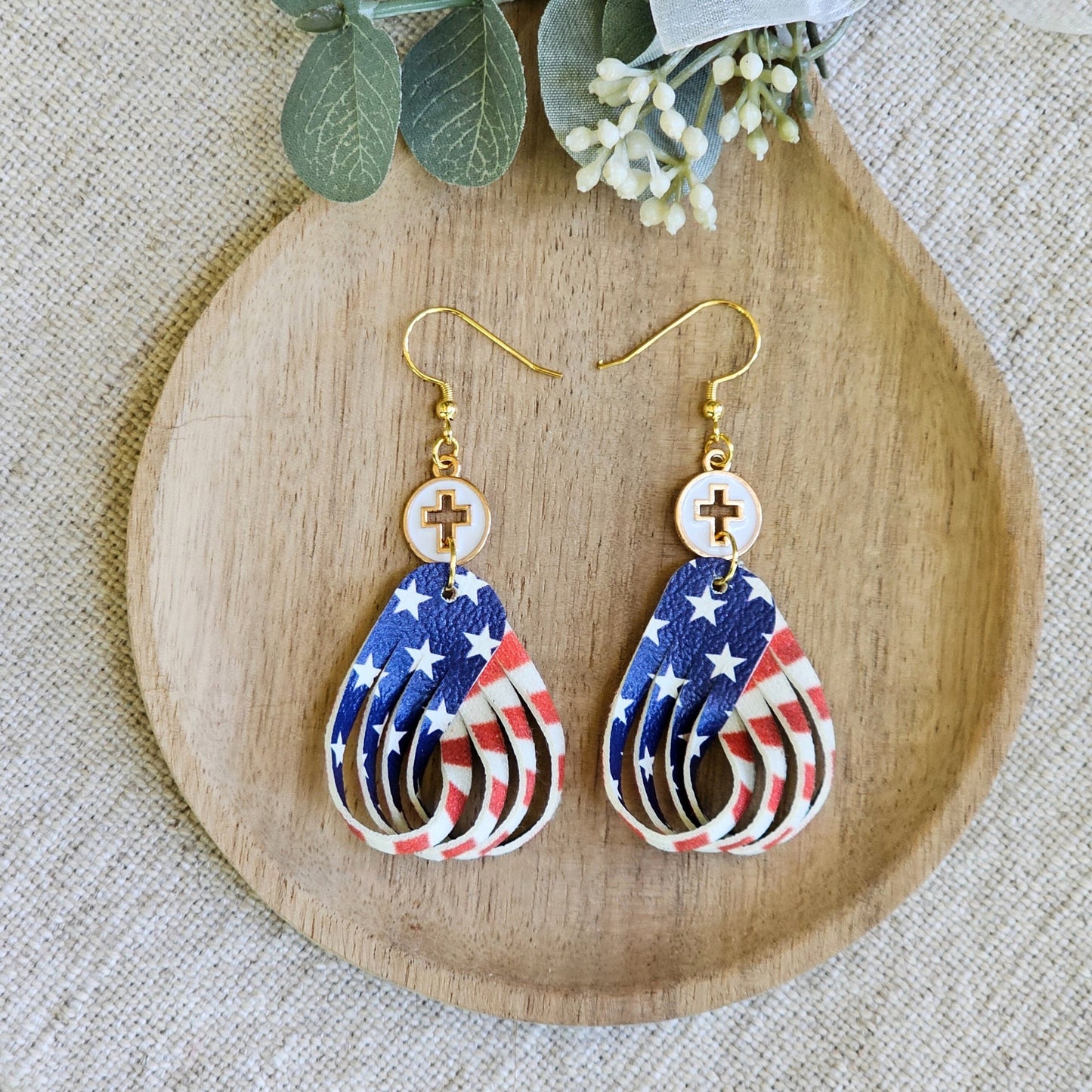 Flag and Cross Earrings